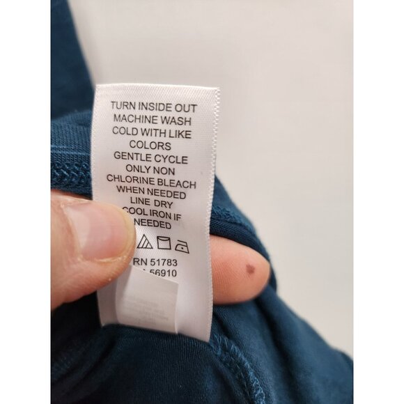 Maurices Womens Top Large Teal Floral Yoke Slub Knit Long Sleeve BOHO Festival - Picture 6 of 8